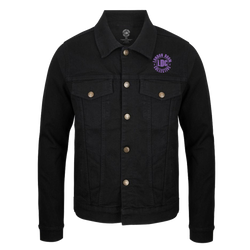 London Doom Collective - Embroidered Purple Logo Denim Jacket - Black