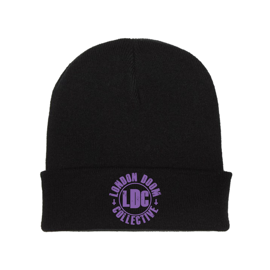 London Doom Collective - Embroidered Purple Logo Beanie - Black