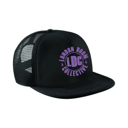 London Doom Collective - Embroidered Purple Logo Trucker Cap - Black
