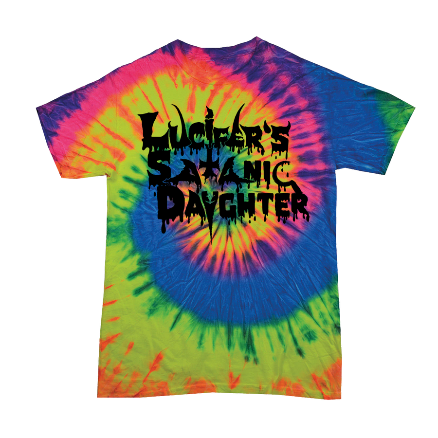 LSD - Lucifer's Satanic Daughter Logo Tie Dye T-Shirt - Neon Rainbow