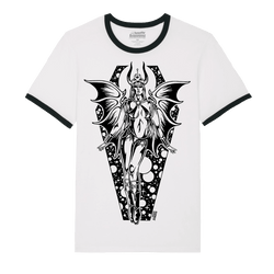 Matt Sabbath - Devil Maiden Ringer T-Shirt - White/Black