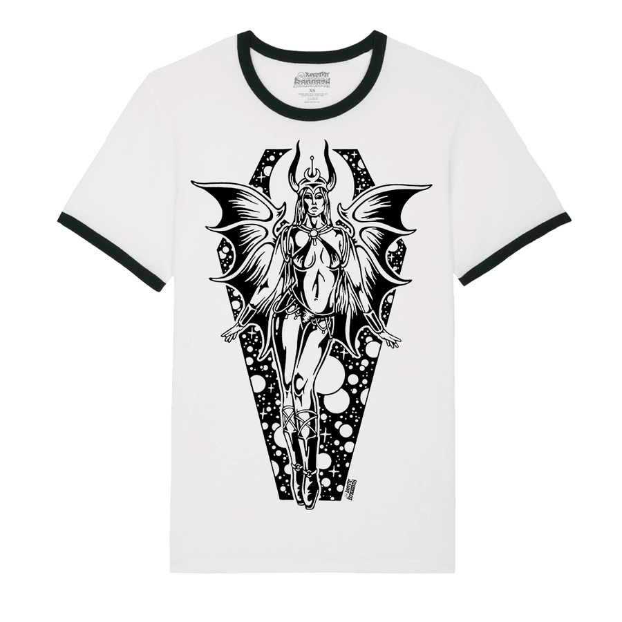 Matt Sabbath - Devil Maiden Ringer T-Shirt - White/Black