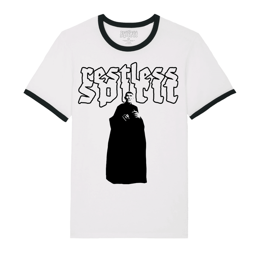 Restless Spirit - Nosferatu Creeper Ringer T-Shirt - White/Black
