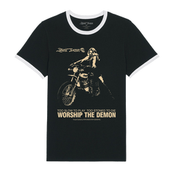 Sonic Demon - Biker Girl Ringer T-Shirt - Black/White