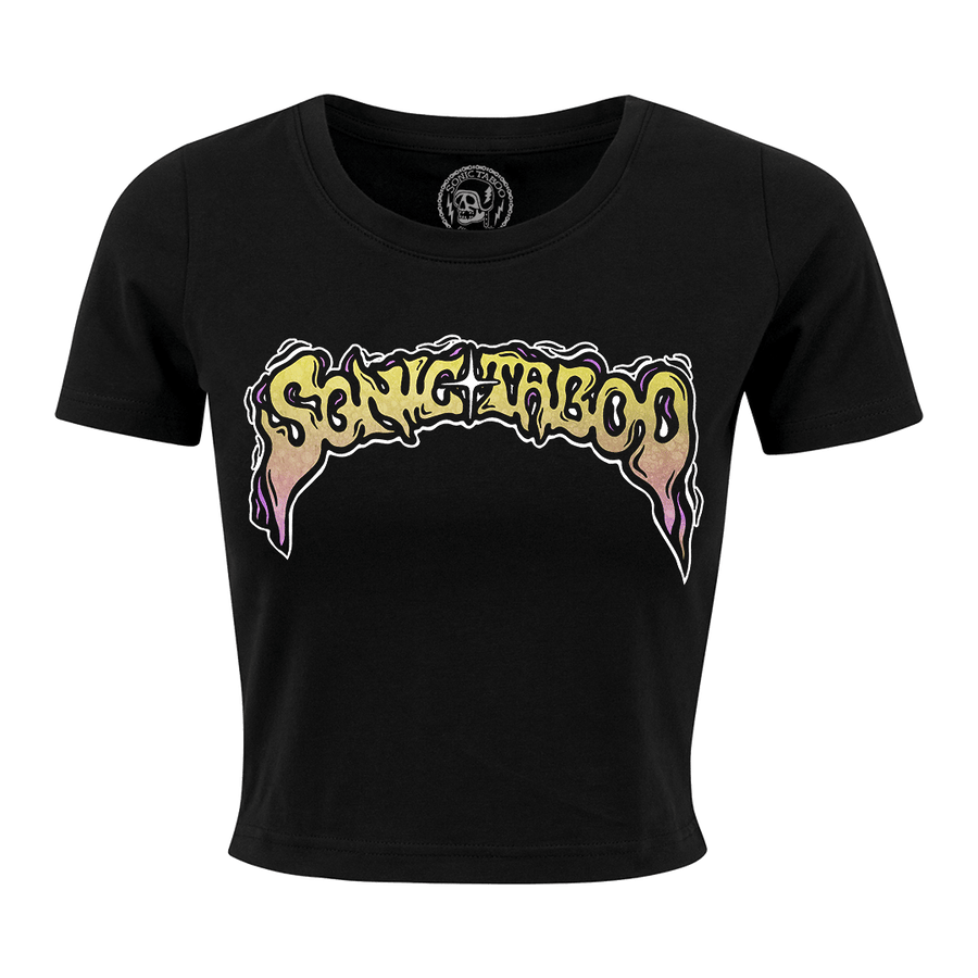 Sonic Taboo - Logo (Colour) Women’s Crop T-Shirt - Black