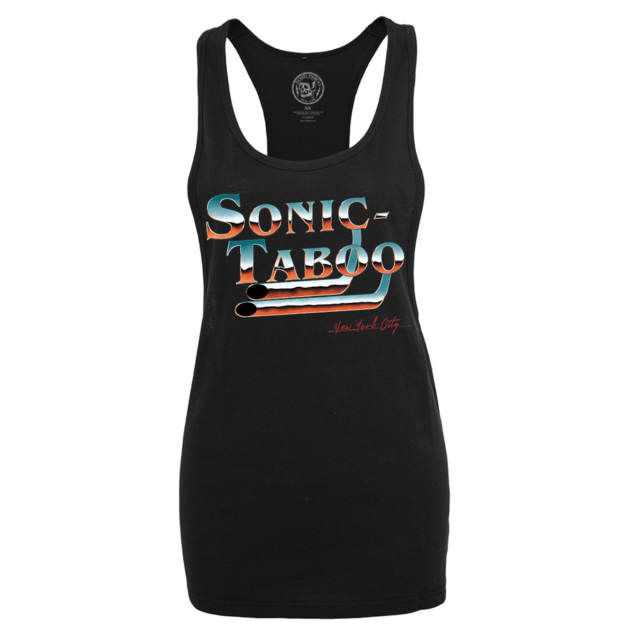 Sonic Taboo - Chrome Logo Women’s Racerback Tank Top - Black