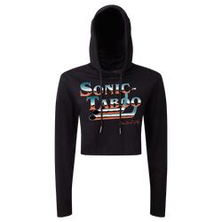 Sonic Taboo - Chrome Logo Women’s Crop Hoodie T-Shirt - Black