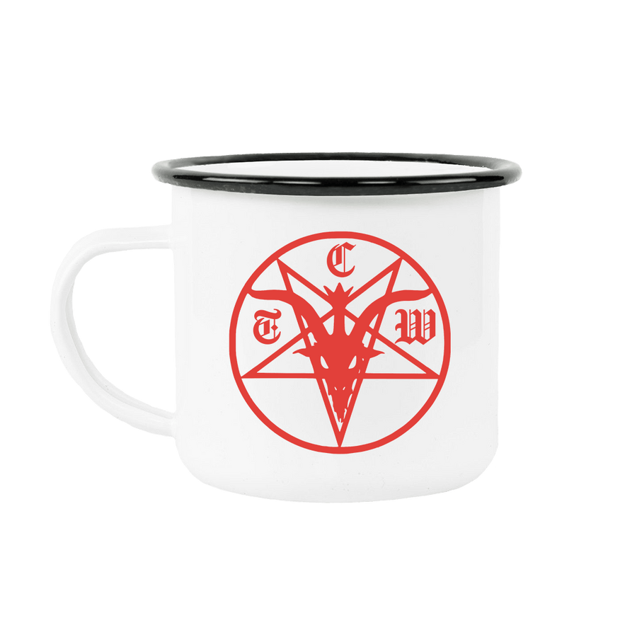 The Crooked Whispers - Pentagram Red Logo Enamel Mug