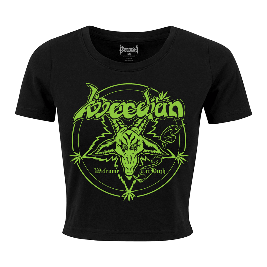Weedian - Welcome To High Green Logo Women’s Crop T-Shirt - Black