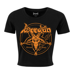 Weedian - Welcome To High Orange Logo Women’s Crop T-Shirt - Black
