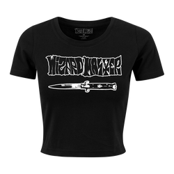 Wizard Master - Knife White Logo Women’s Crop T-Shirt - Black