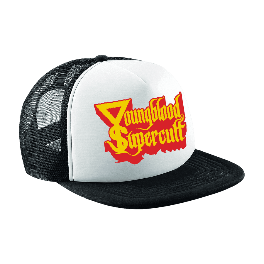Youngblood Supercult - Red & Yellow Logo Embroidered Trucker Cap - Black/White