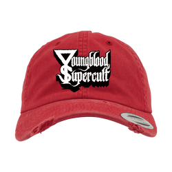 Youngblood Supercult - Black & White Logo Embroidered Destroyed Cap - Red